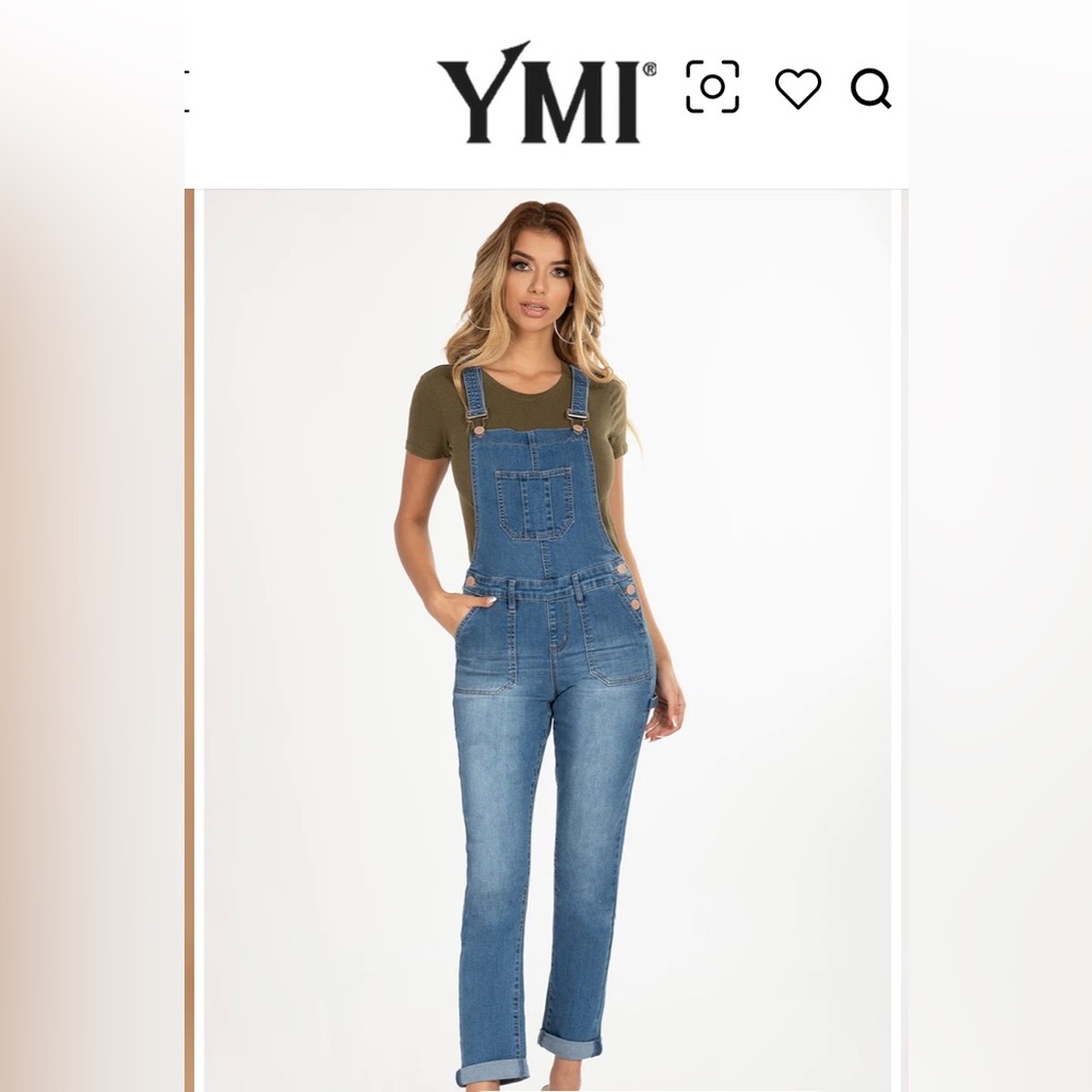 YMI Women's Mid Rise Denim Overall Ankle Jean size 5